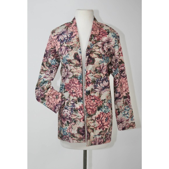 Vintage 80s Floral Blazer Tapestry Cottage Core Shabby Chic Romantic Ephemera - Picture 4 of 11